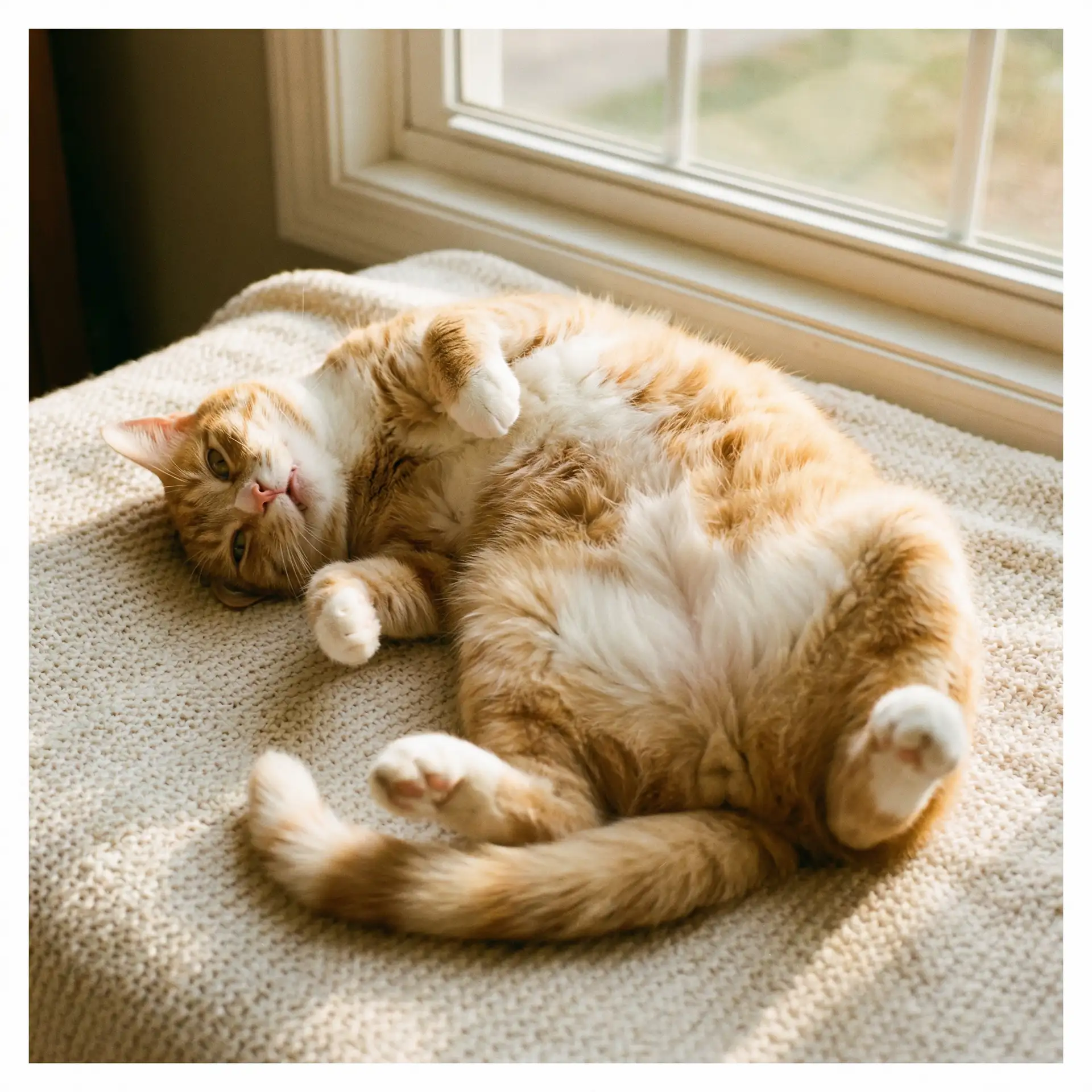 猫咪仰躺露出肚皮 - 艳妇交换群宴